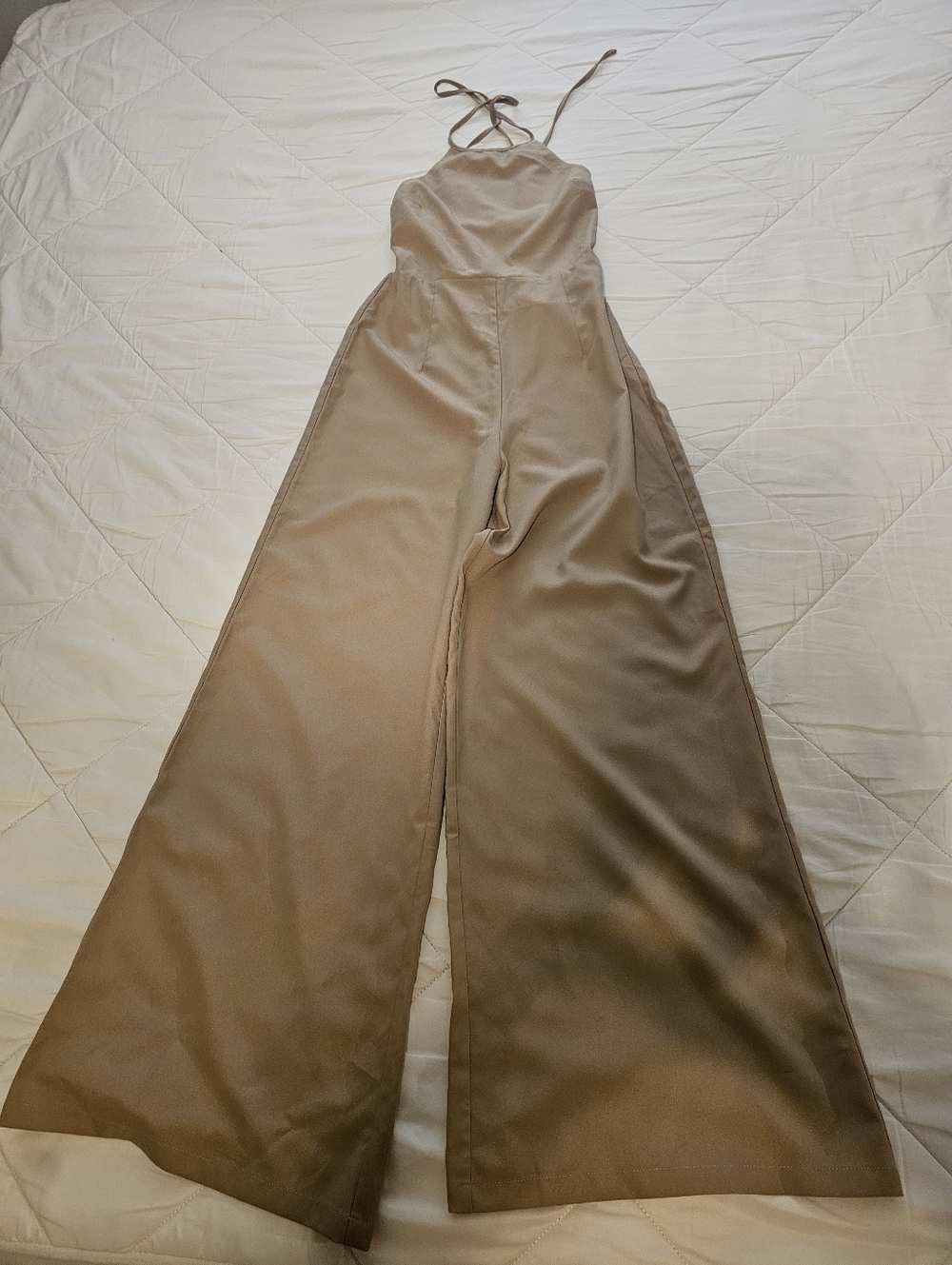 Forever 21 Taupe Halter Wide-Leg Jumpsuit